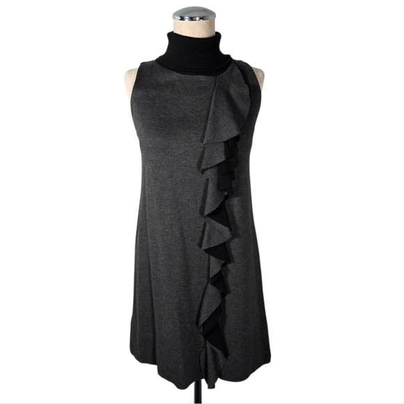 Melissa Nepton Gray Sleeveless Ruffled Mini Dress Size Small - Picture 2 of 8